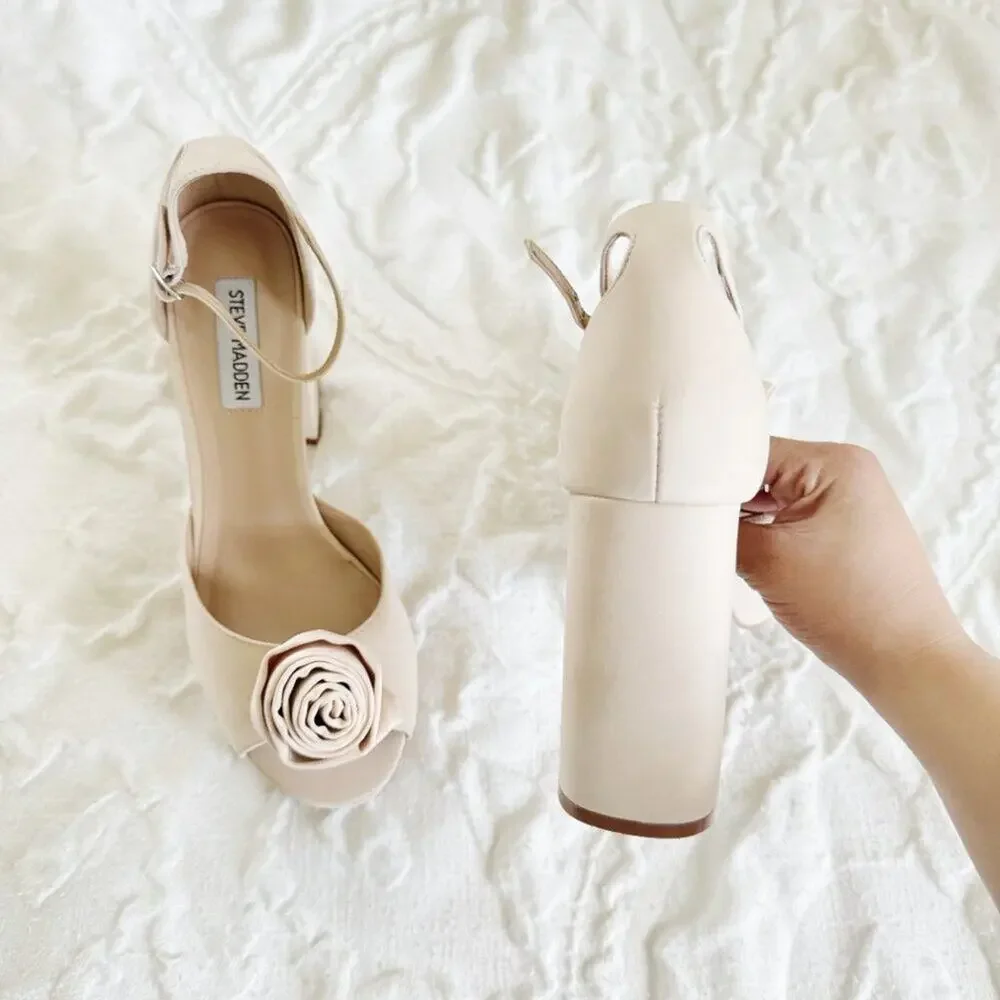 Steve Madden Luminesce Ankle Strap Peep Toe Platform Size 8.5 New